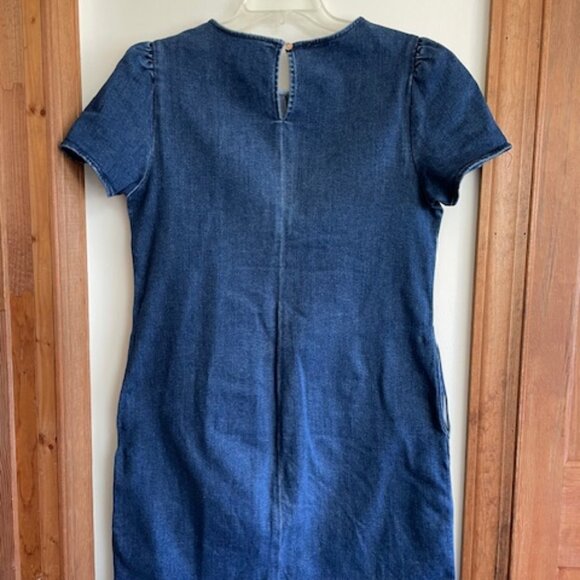 DRAPER JAMES Denim Puff Sleeve Sheath Shift Dress 10 - Picture 7 of 17